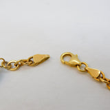 9ct Yellow Gold Five-Bead Blue Murano Glass Cable Bracelet Vintage c1980