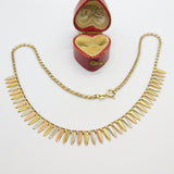 Tri-Colour 9ct Gold Tooth Form Drop Necklace Vintage c1980 London 16" Length
