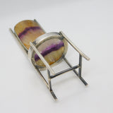 Sterling Silver & Derbyshire Blue John Dining Chair Ornament 1989 Sheffield