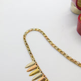 Tri-Colour 9ct Gold Tooth Form Drop Necklace Vintage c1980 London 16" Length