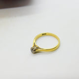 18ct Yellow Gold & 0.1ct Diamond Set Solitaire Ring Vintage c1970