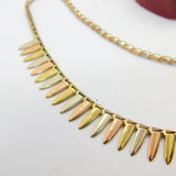 Tri-Colour 9ct Gold Tooth Form Drop Necklace Vintage c1980 London 16" Length