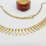 Tri-Colour 9ct Gold Tooth Form Drop Necklace Vintage c1980 London 16" Length