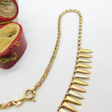 Tri-Colour 9ct Gold Tooth Form Drop Necklace Vintage c1980 London 16" Length
