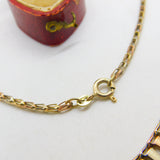 Tri-Colour 9ct Gold Tooth Form Drop Necklace Vintage c1980 London 16" Length