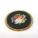Victorian 9ct Yellow Gold Mounted Floral Micro Mosaic Brooch Antique c1860