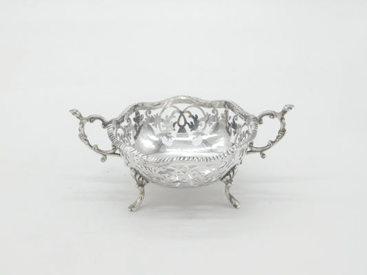 Edwardian Sterling Silver Pierced Sweet Treat Dish Antique 1905 London