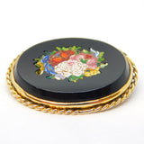 Victorian 9ct Yellow Gold Mounted Floral Micro Mosaic Brooch Antique c1860