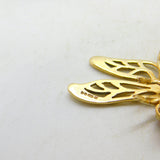 9ct Yellow Gold, Imperial Topaz & Ruby Set Dragonfly Insect Brooch 1973 London