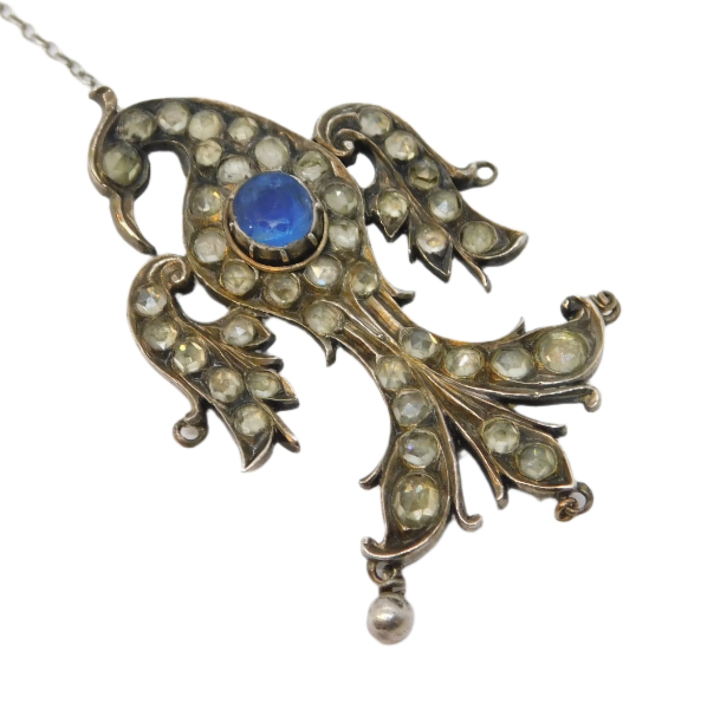 19th Century Austro-Hungarian Blue-White Paste Eagle Bird Brooch Antique c1860