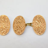 Victorian Pair of 9ct Rose Gold Floral Gents Cufflinks Antique 1898 Birmingham