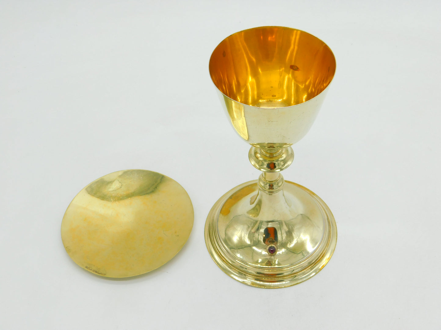 Edwardian Sterling Silver Gilded Communion Chalice & Paten Antique 1903 Birmingham