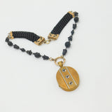 Victorian Whitby Jet, Rolled Gold Large Mourning Locket Necklace Antique c1850