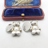 Links of London Pair of Sterling Silver Teddy Bear Cufflinks 1998 London Vintage