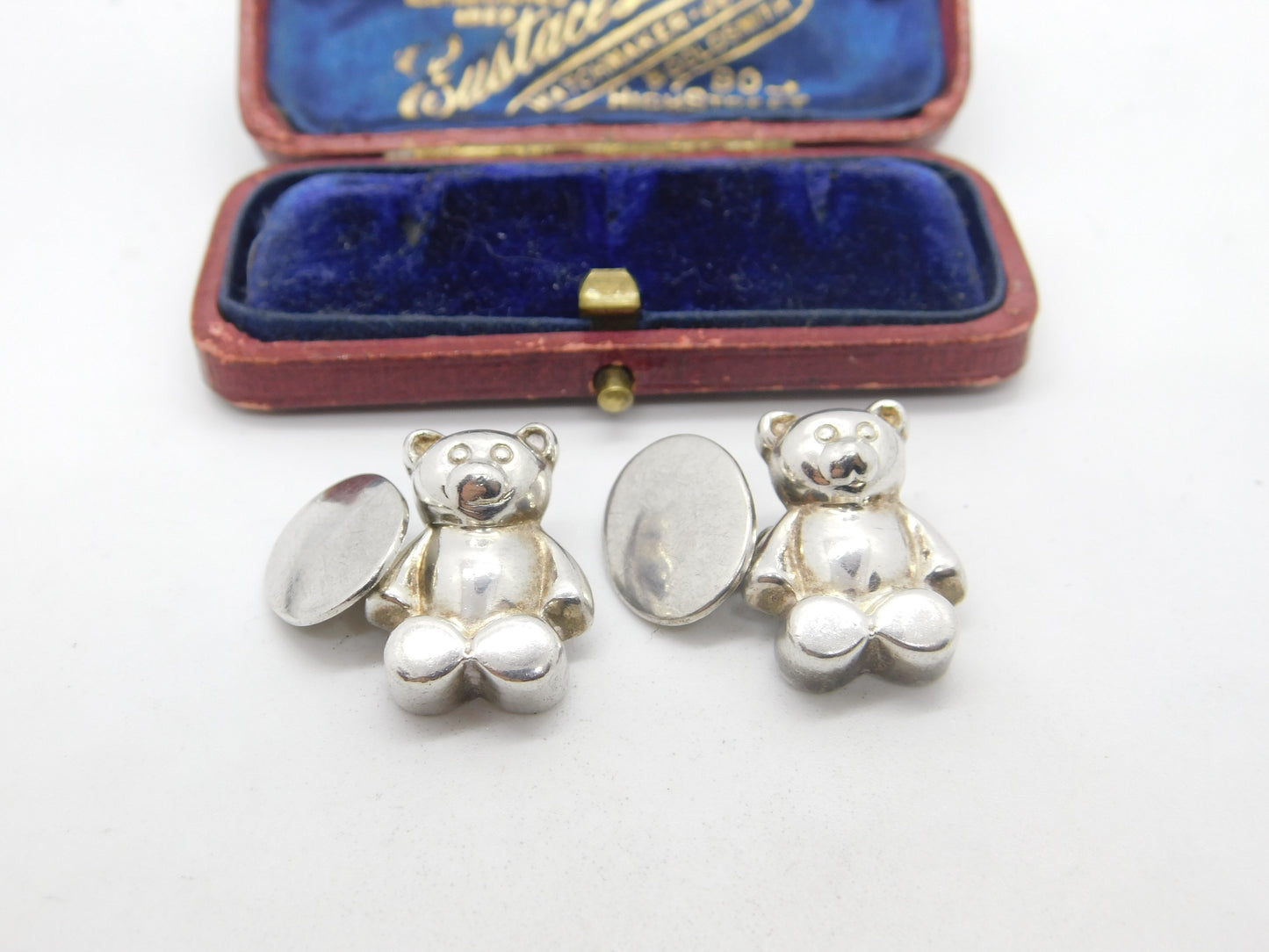 Links of London Pair of Sterling Silver Teddy Bear Cufflinks 1998 London Vintage