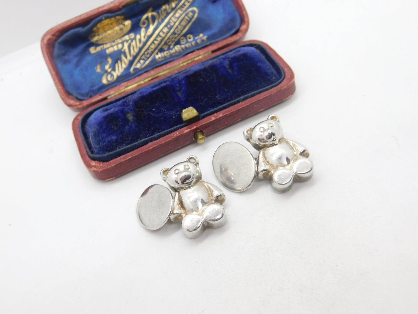 Links of London Pair of Sterling Silver Teddy Bear Cufflinks 1998 London Vintage