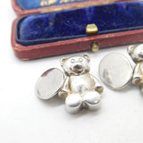 Links of London Pair of Sterling Silver Teddy Bear Cufflinks 1998 London Vintage