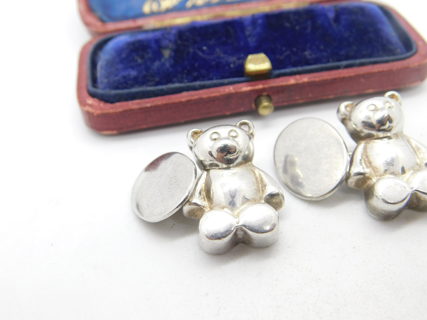 Links of London Pair of Sterling Silver Teddy Bear Cufflinks 1998 London Vintage