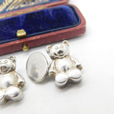 Links of London Pair of Sterling Silver Teddy Bear Cufflinks 1998 London Vintage