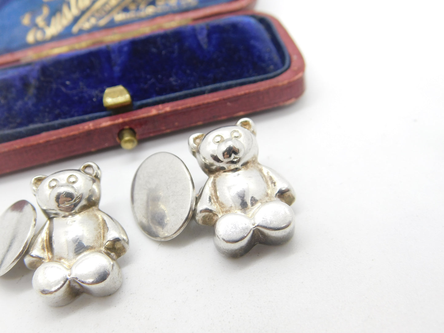 Links of London Pair of Sterling Silver Teddy Bear Cufflinks 1998 London Vintage