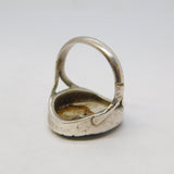 Victorian Sterling Silver Mary Queen of Scots Porcelain Dress Ring Antique c1860