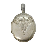 Victorian Sterling Silver Key & Fern Leaf Pattern Locket Pendant Antique c1880