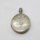 Victorian Sterling Silver Key & Fern Leaf Pattern Locket Pendant Antique c1880