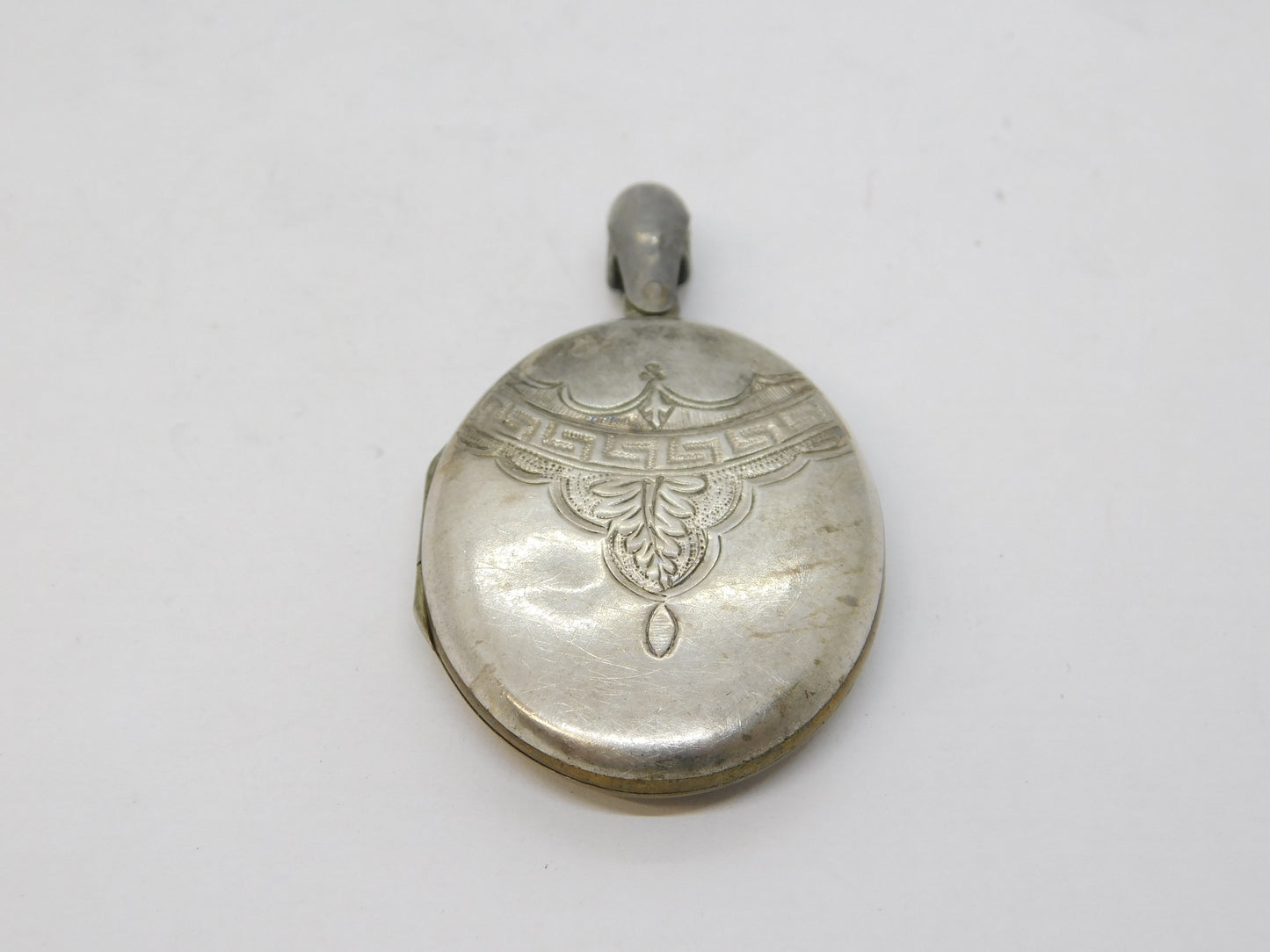 Victorian Sterling Silver Key & Fern Leaf Pattern Locket Pendant Antique c1880