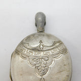 Victorian Sterling Silver Key & Fern Leaf Pattern Locket Pendant Antique c1880