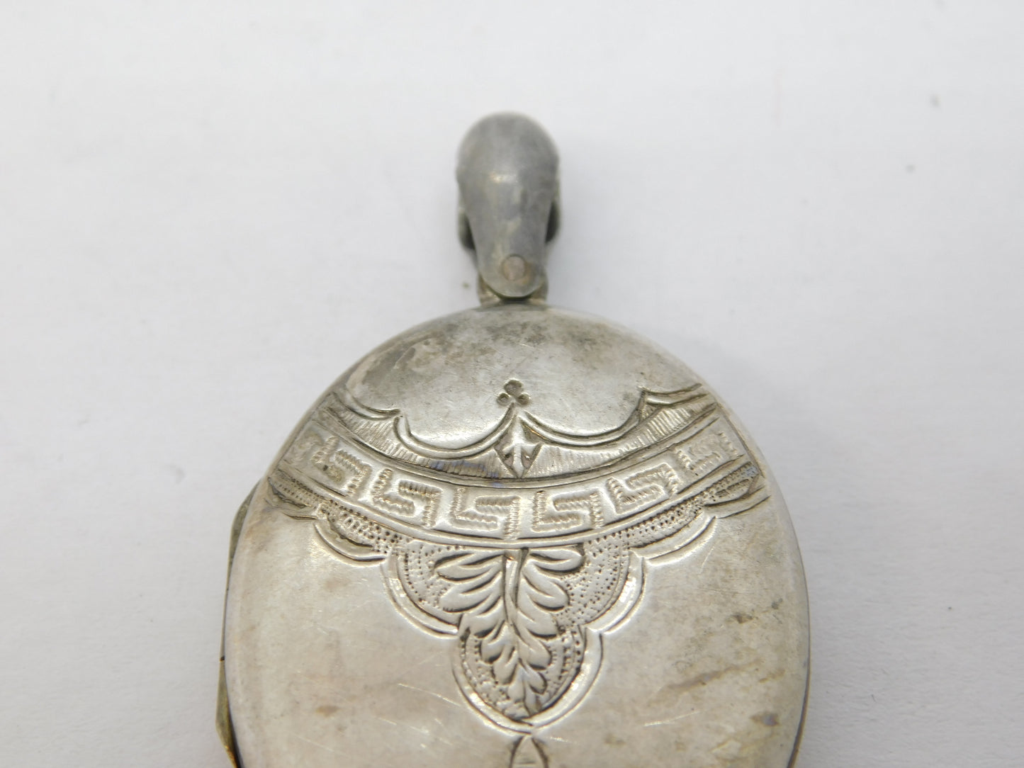 Victorian Sterling Silver Key & Fern Leaf Pattern Locket Pendant Antique c1880