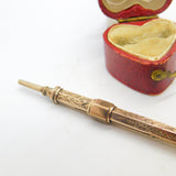 Victorian 9ct Yellow Gold Cased, Bloodstone Seal Top Propelling Pencil c1880