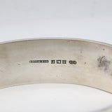 Sterling Silver Gold Fronted Swallow Bird & Flower Cuff Bangle Vintage 1981 Birmingham