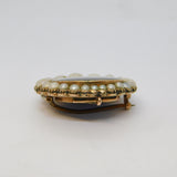 George III 9ct Gold Graduating Pearl Mourning Locket Brooch Antique c1820