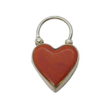Victorian Sterling Silver & Red Agate Heart Locket Pendant Antique c1880