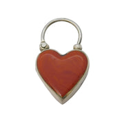 Victorian Sterling Silver & Red Agate Heart Locket Pendant Antique c1880