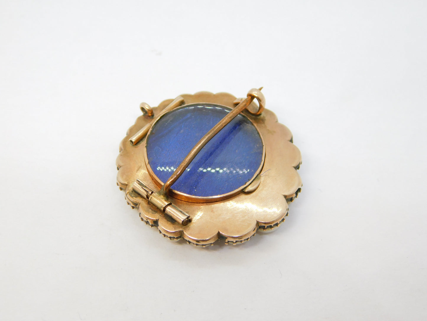 George III 9ct Gold Graduating Pearl Mourning Locket Brooch Antique c1820