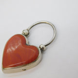 Victorian Sterling Silver & Red Agate Heart Locket Pendant Antique c1880