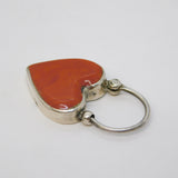 Victorian Sterling Silver & Red Agate Heart Locket Pendant Antique c1880