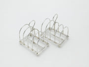 Pair of Sterling Silver Domed Four Part Toast Racks 1931 London Antique