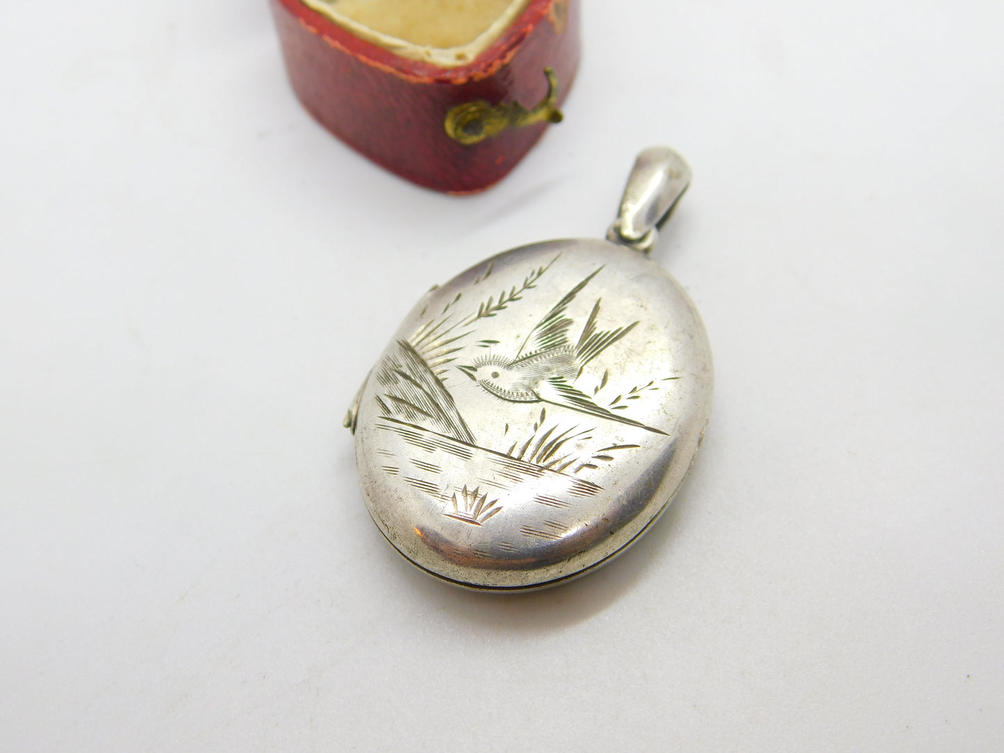 Swallow Bird Aesethetic Sterling Silver Double Locket Pendant Antique Victorian