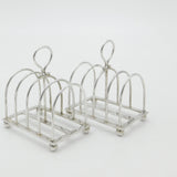 Pair of Sterling Silver Domed Four Part Toast Racks 1931 London Antique