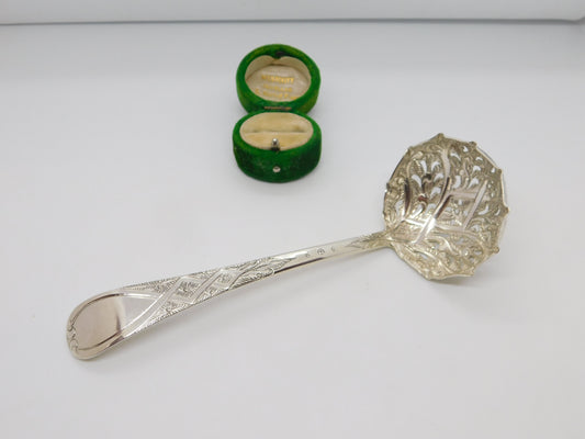 Georgian Sterling Silver Floral Sugar Caster Spoon 1786 London Antique