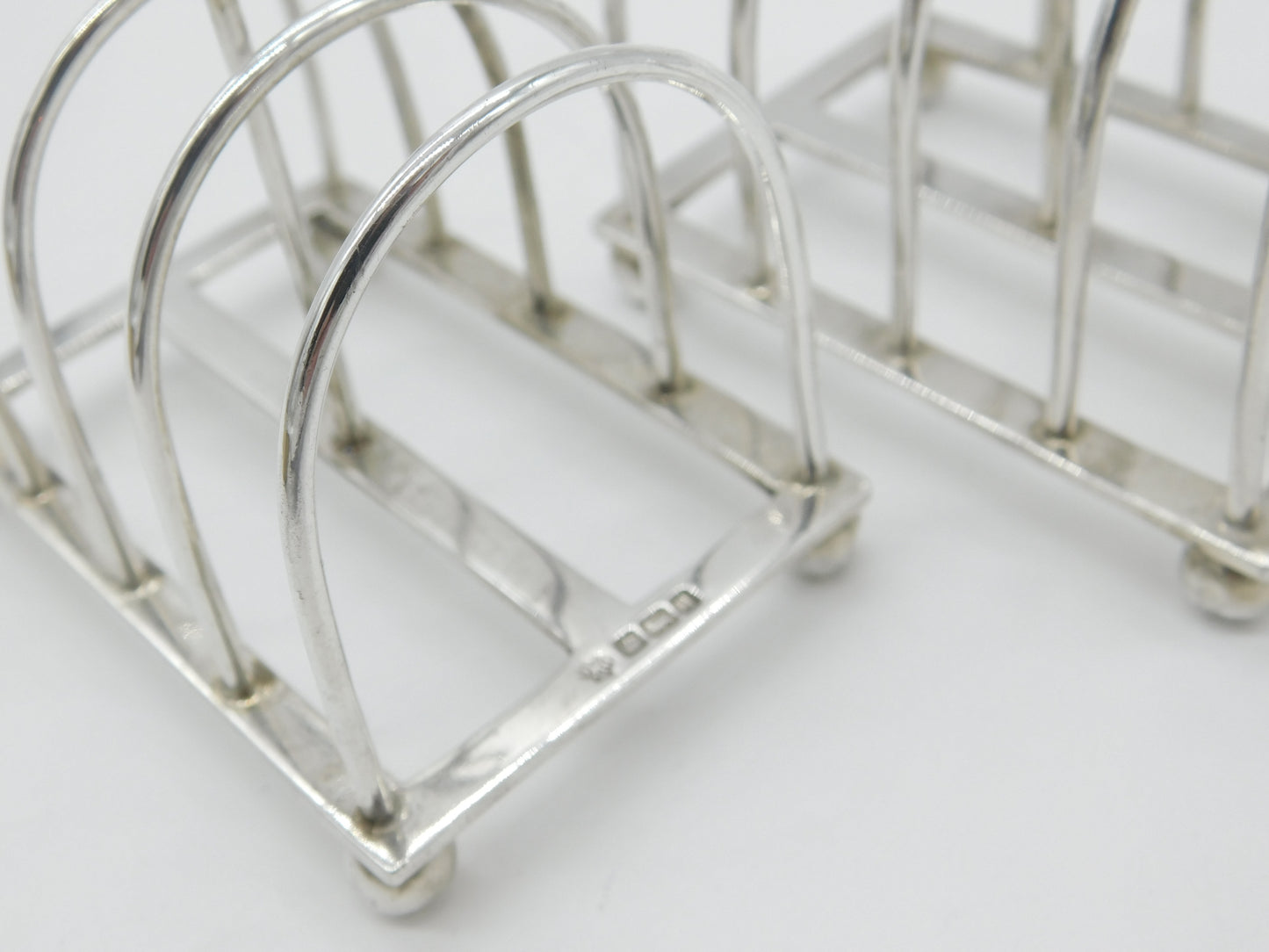 Pair of Sterling Silver Domed Four Part Toast Racks 1931 London Antique