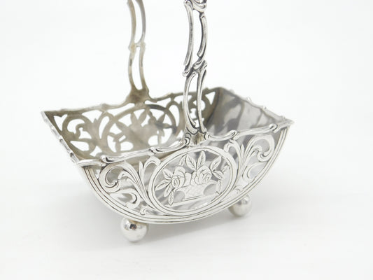 German .800 Silver Sweet Treat Basket with Floral Detail Antique c1920 Art Deco