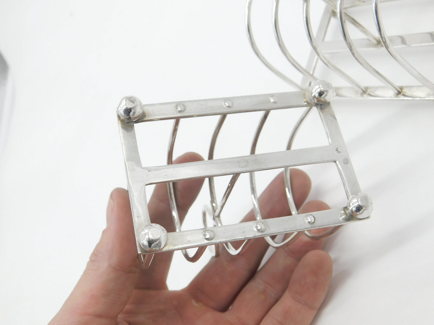 Pair of Sterling Silver Domed Four Part Toast Racks 1931 London Antique