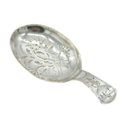 George III Sterling Silver Floral Tea Caddy Spoon Antique 1804 Birmingham