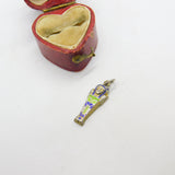 Egyptian Revival Sarcophagus Norwegian Enamel and Silver Charm Pendant Antique