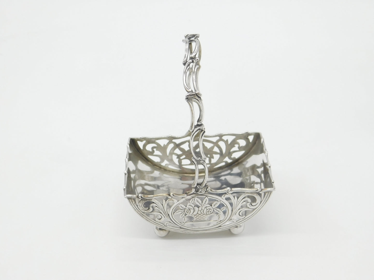 German .800 Silver Sweet Treat Basket with Floral Detail Antique c1920 Art Deco