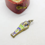 Egyptian Revival Sarcophagus Norwegian Enamel and Silver Charm Pendant Antique