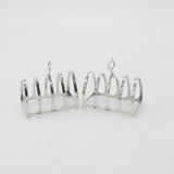Pair of Sterling Silver Four Part Toast Rack Antique 1934 Birmingham Art Deco